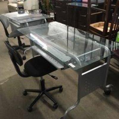 Glass and Metal Desk and Chair
