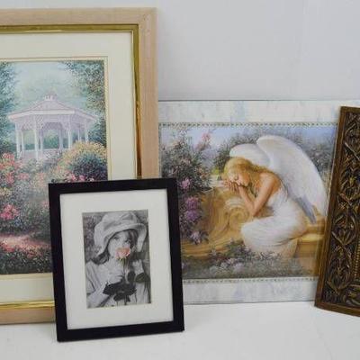 Lot of 4 Pictures and Vase
