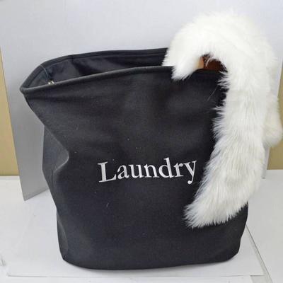 Laundry Hamper and Faux Fur Rug (Handles on Hamper ...