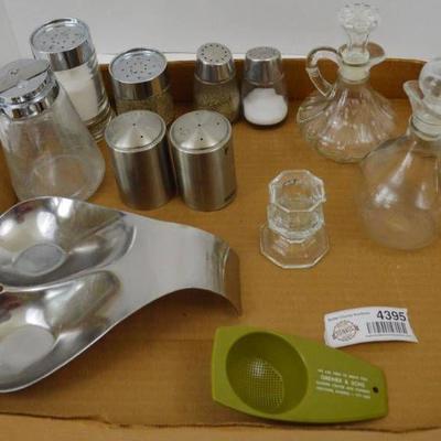 Lot of Misc Kitchen, Salt and Pepper Shakers, Oil ...