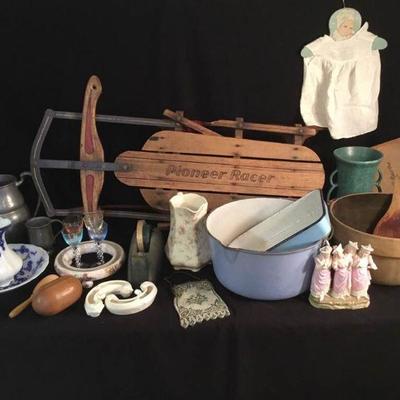 Antique Sled and Miscellaneous Lots