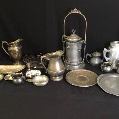 Silver-Plate And Pewter Lot