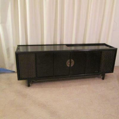 Vintage Oriental black stereo cabinet