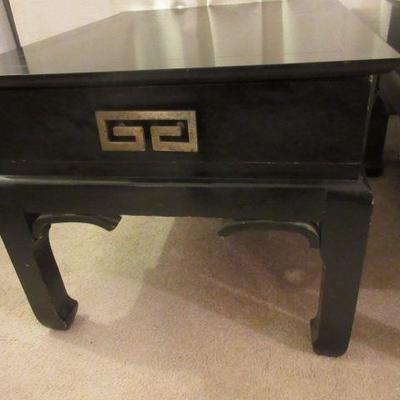 Oriental black side table