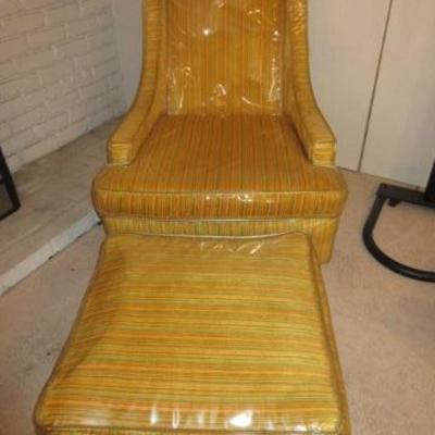 Vintage high back chair and ottoman