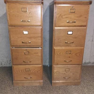 2 Legal Size Oak Filing Cabinets