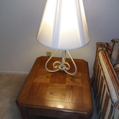 Oak End Table & Super Cute Lamp