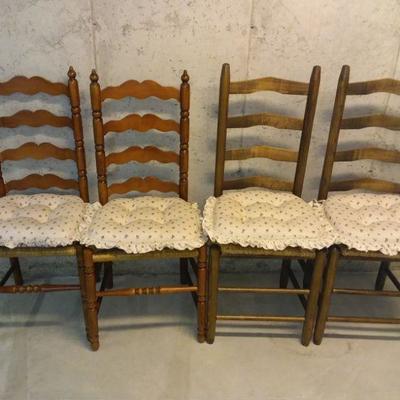 4 High Back Chairs/Woven Straw Seats