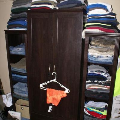 Bedroom Furniture Shelving, & Cabinet with Clothing 