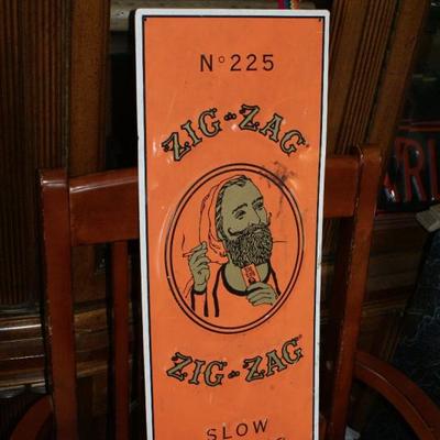 Large Tin ZIG ZAG Papers Sign