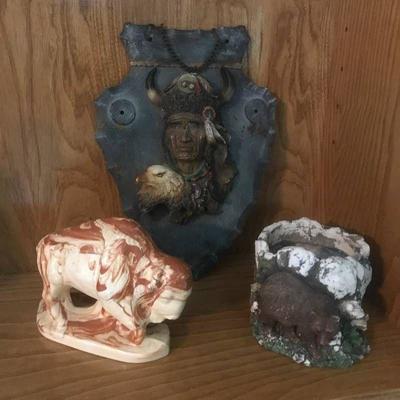 Set of DÃ©cor Items--Indian, Buffalo Figurine and ...