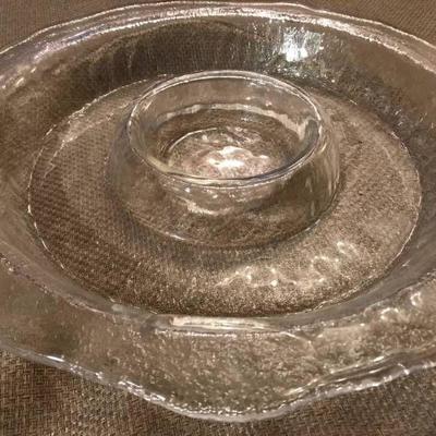 Glass Serving Dish with center for dipping