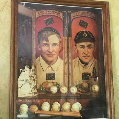 Vintage framed baseball print Christy Mathewson (W ...