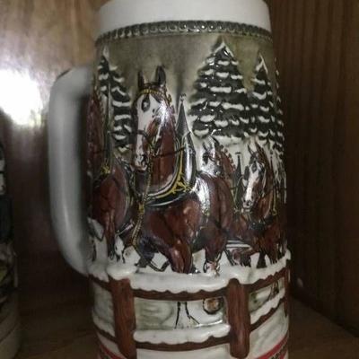 1984 Budweiser Holiday Stein--Clydesdale hitch tea ...