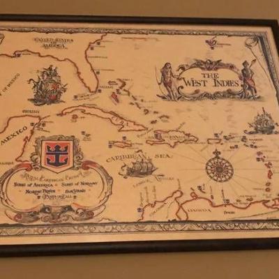 West Indies framed map