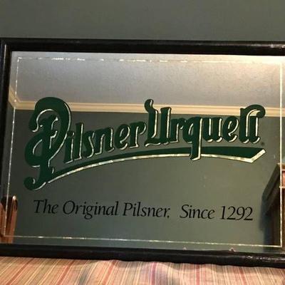 Wood Framed Pilsner Mirror Bar Sign