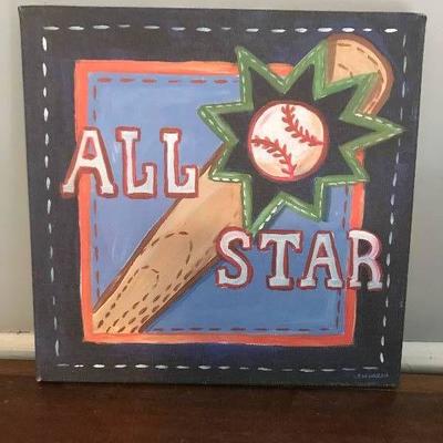 All Star Wrapped Canvas Baseball Wall Art-10 x 10 ...