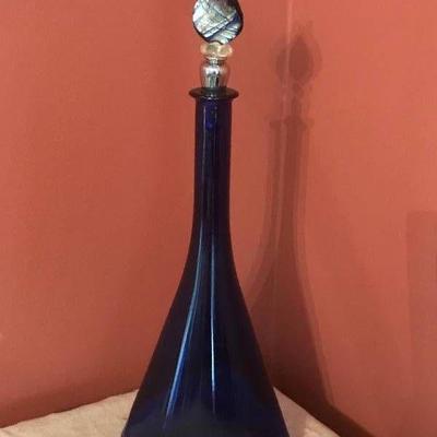 Glass Wine Bottle Stopper and Blue decorative bott ...
