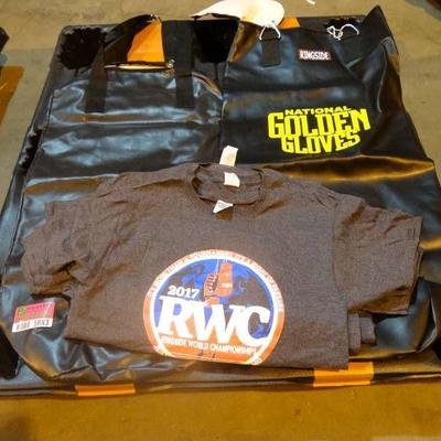 2 Ringside Unfilled Heavy Bags and T-Shirts