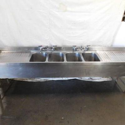 8 Foot Stainless Steel 4 Bay Sink