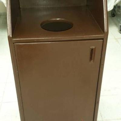 Painted Wood Trash Can Receptacle