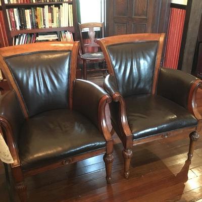 Leather upholstery nice chairs (some cat claw damage on back