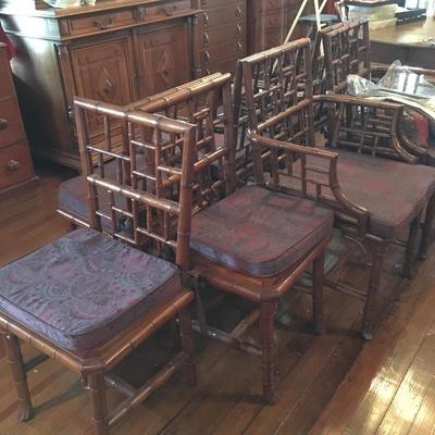 Vintage chairs - Indonesian carved wood to look like bamboo. 