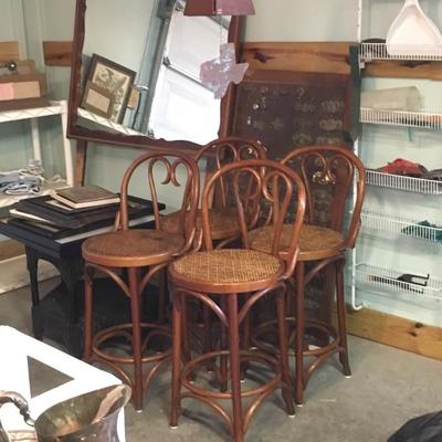 Bent wood cane bar stools