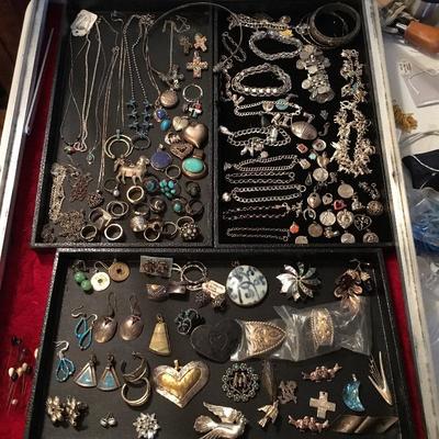 Sterling, turquoise etc