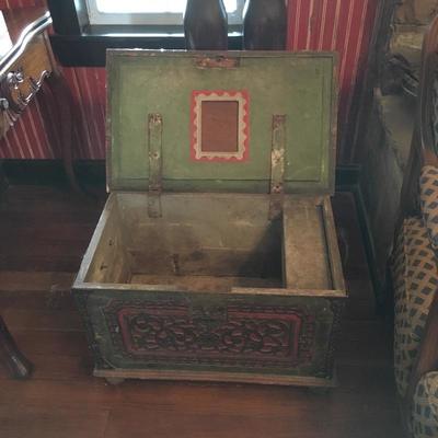 Antique Indonesian chest.  Front carved