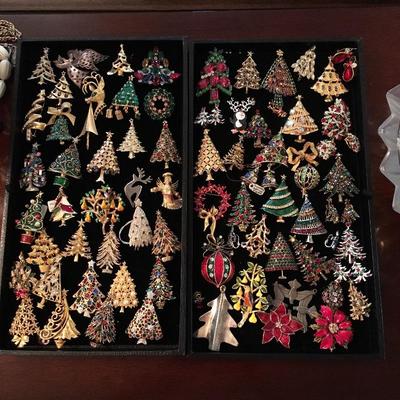 Vintage and newer Christmas pins