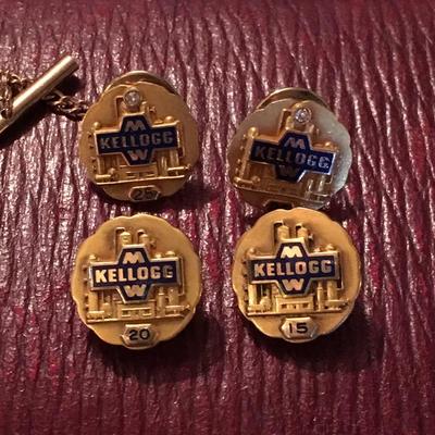 MW Kellogg service pins 10k two with diamonds