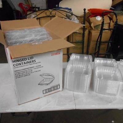 Case of Hinged Lid Plastic Containers