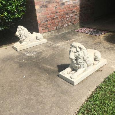 set of two lion statues 