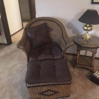 Cute wicker chair and ottoman!