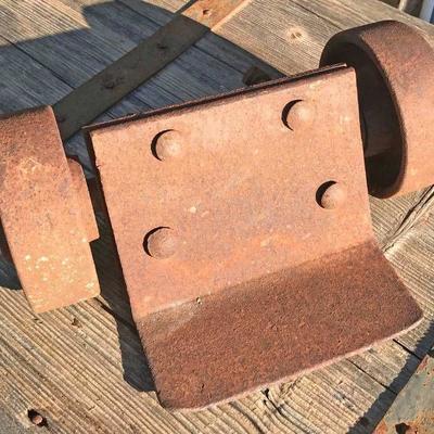 Vintage Industrial Cast Iron Wheels and Axle - wit ...