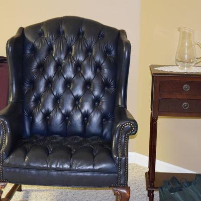 Leather Chair, Side Table
