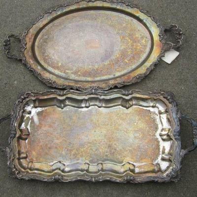 Vintage large silver plated serving trays