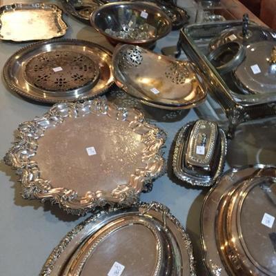Large Silver Plate Serving Pieces 