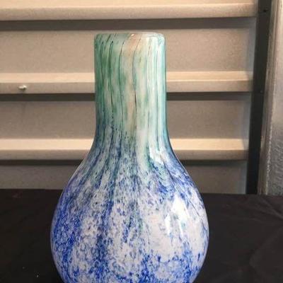 Blue and green glass vase