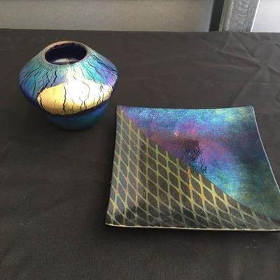 Kurt McVay glass vase and plate