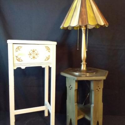 Stained Glass Lamp, 2 Small Tables