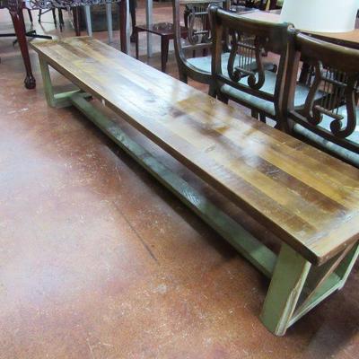 Long painted pine top bench