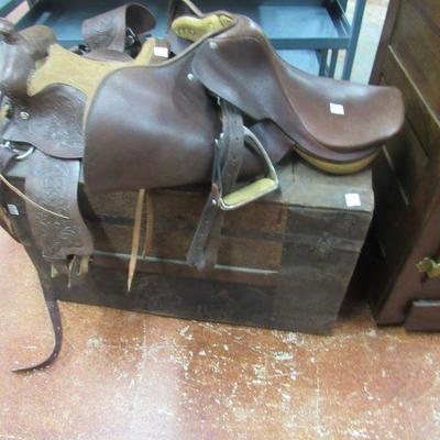 Western and English saddles