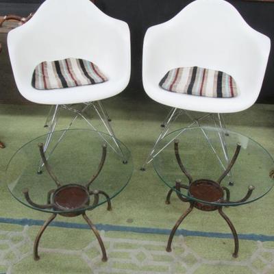 Pair of  MCM Style White Molded Chairs