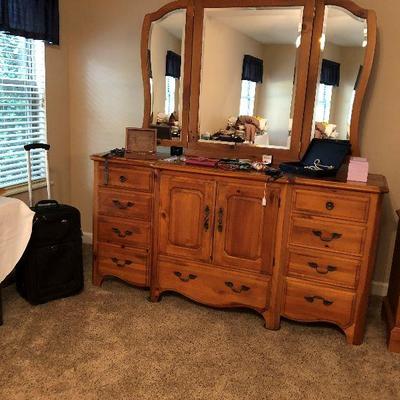 Pennsylvania house dresser with mirror and night stand.