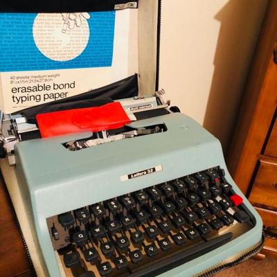 Vintage blue typewriter 