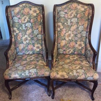 Pair of Upholstered Floral High Back 2