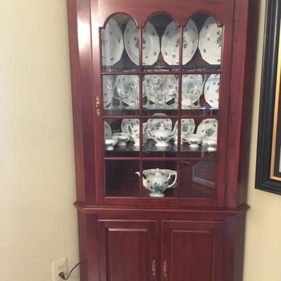 Traditional cherry china cabinet