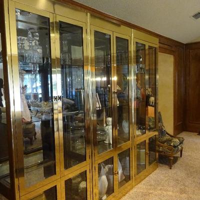 Mastercraft brass/beveled glass cabinets (3). will pre-sell 817-507-7757